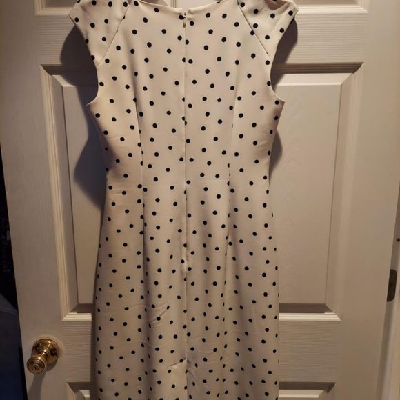 Pleated Side Wrap Dotted Sheath Dress - Picture 2 of 5